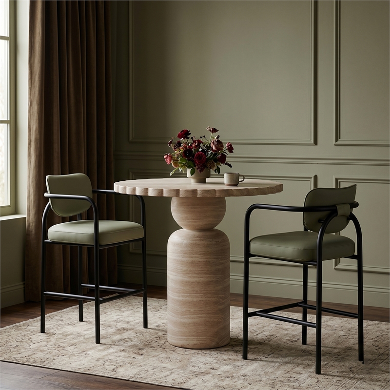 Meridian Furniture Serava Mint Vegan Leather Upholstered Bar Stool