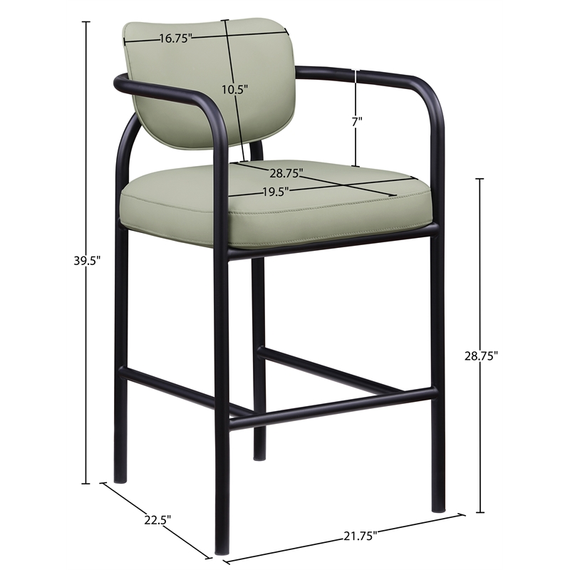 Meridian Furniture Serava Mint Vegan Leather Upholstered Bar Stool