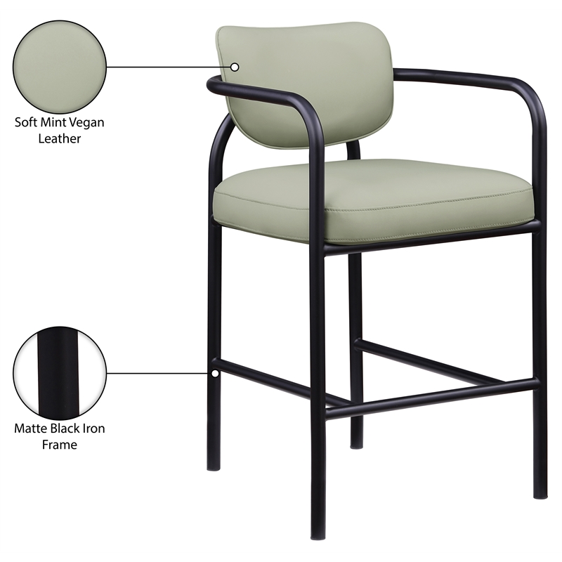 Meridian Furniture Serava Mint Vegan Leather Upholstered Bar Stool