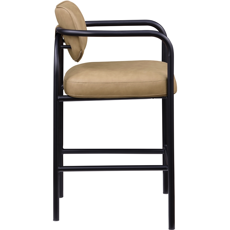 Meridian Furniture Serava Tan Vegan Leather Upholstered Bar Stool