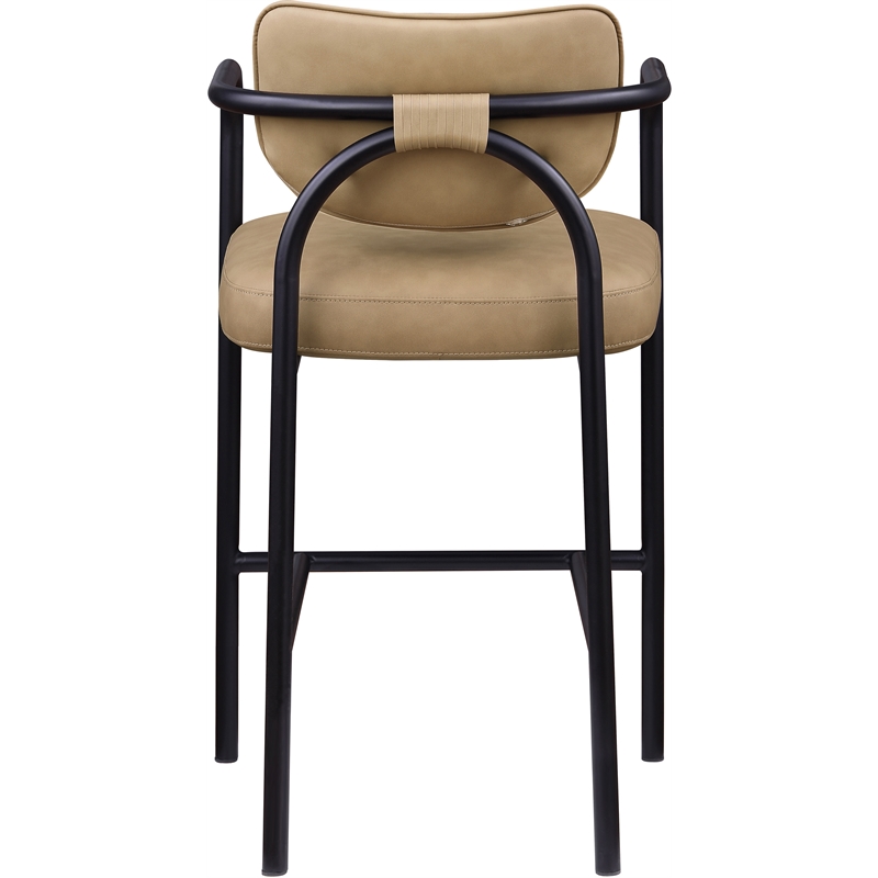 Meridian Furniture Serava Tan Vegan Leather Upholstered Bar Stool