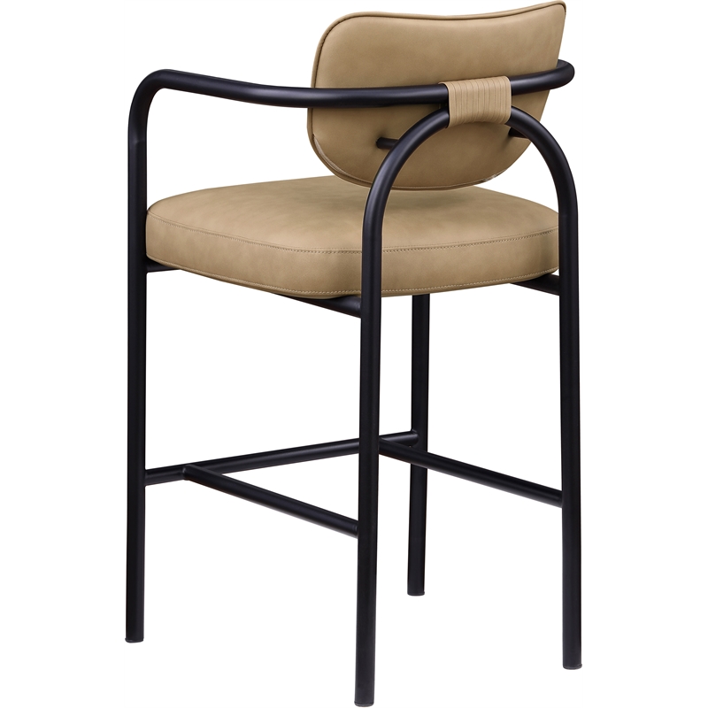 Meridian Furniture Serava Tan Vegan Leather Upholstered Bar Stool