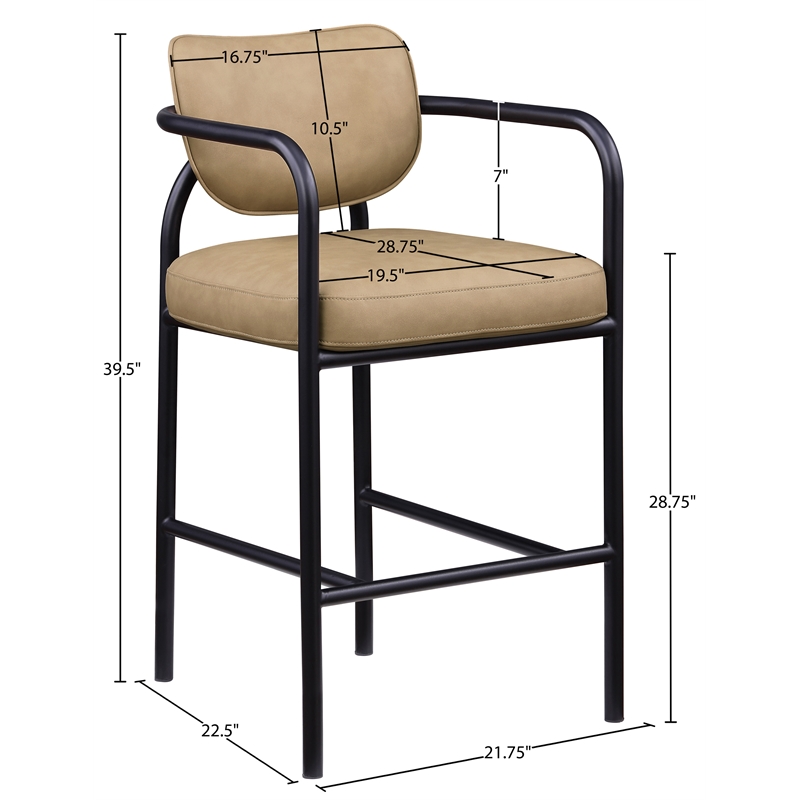 Meridian Furniture Serava Tan Vegan Leather Upholstered Bar Stool