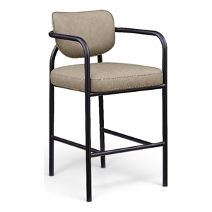 Meridian Furniture Serava Taupe Vegan Leather Upholstered Bar Stool