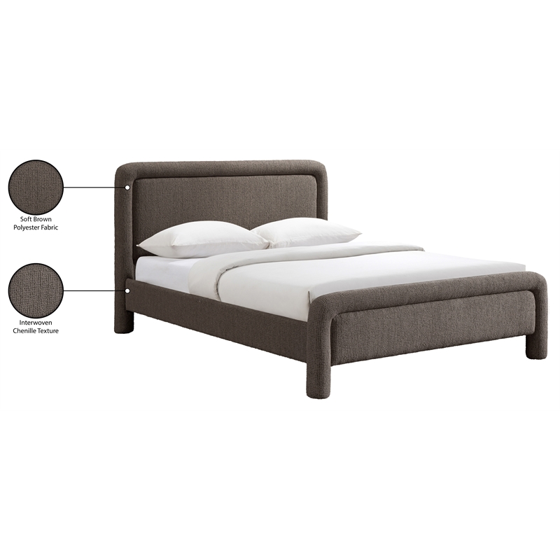 Meridian Furniture Baylor Brown Fabric With Interwoven Chenille Queen Bed