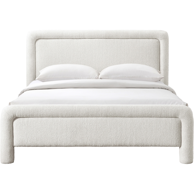 Meridian Furniture Baylor Cream Fabric With Interwoven Chenille Queen Bed