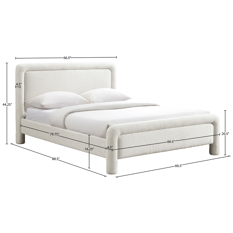 Meridian Furniture Baylor Cream Fabric With Interwoven Chenille Queen Bed