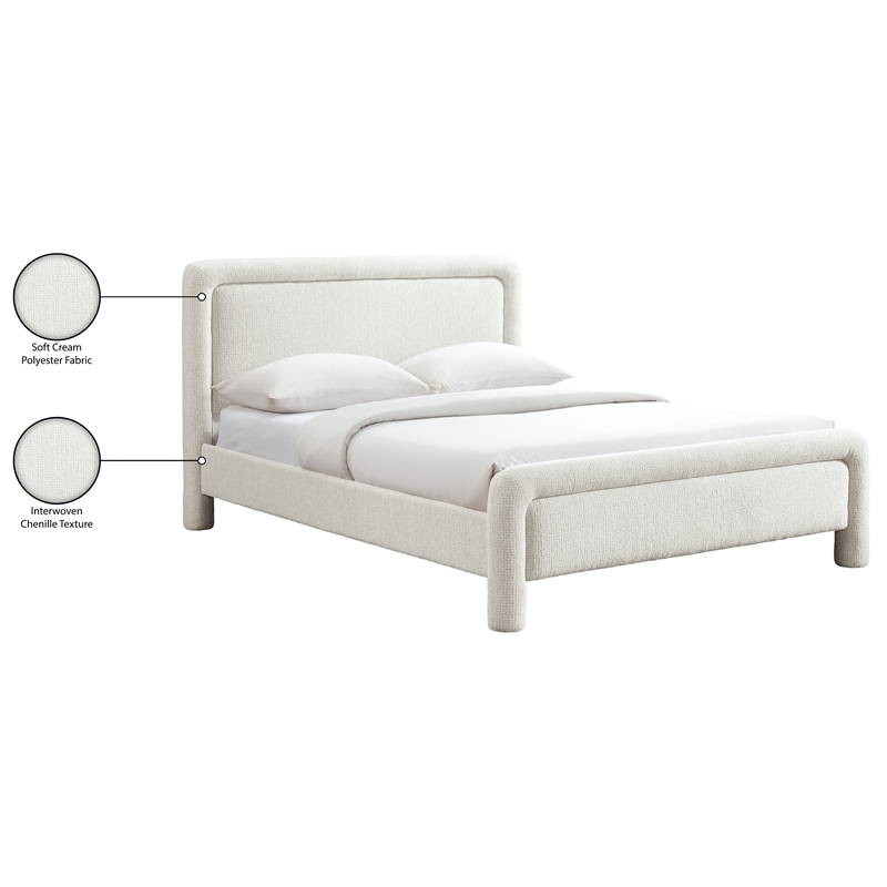 Meridian Furniture Baylor Cream Fabric With Interwoven Chenille Queen Bed