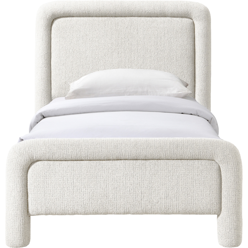 Meridian Furniture Baylor Cream Fabric With Interwoven Chenille Twin Bed