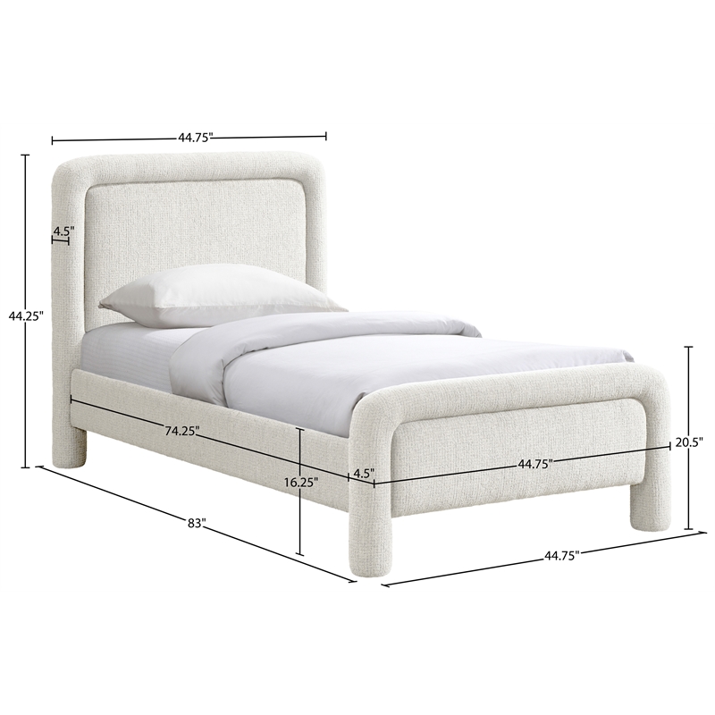 Meridian Furniture Baylor Cream Fabric With Interwoven Chenille Twin Bed