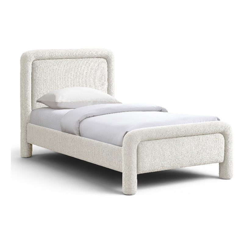 Meridian Furniture Baylor Cream Fabric With Interwoven Chenille Twin Bed