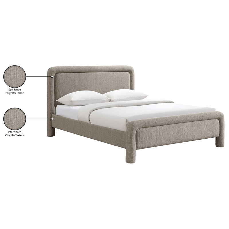 Meridian Furniture Baylor Taupe Fabric With Interwoven Chenille Full Bed