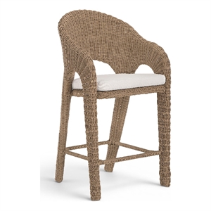 Meridian Furniture Seacrest Natural Water Resistant Fabric Patio Bar Stool