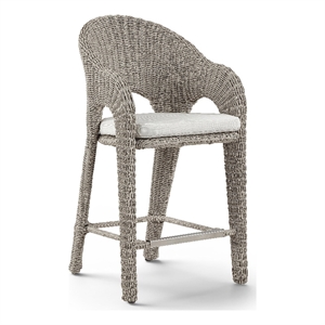 Meridian Furniture Seacrest Taupe Water Resistant Fabric Patio Bar Stool