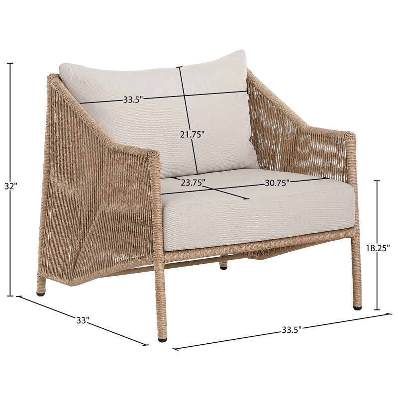 Meridian Furniture Coastline Beige Water Resistant Fabric Patio Accent Chair
