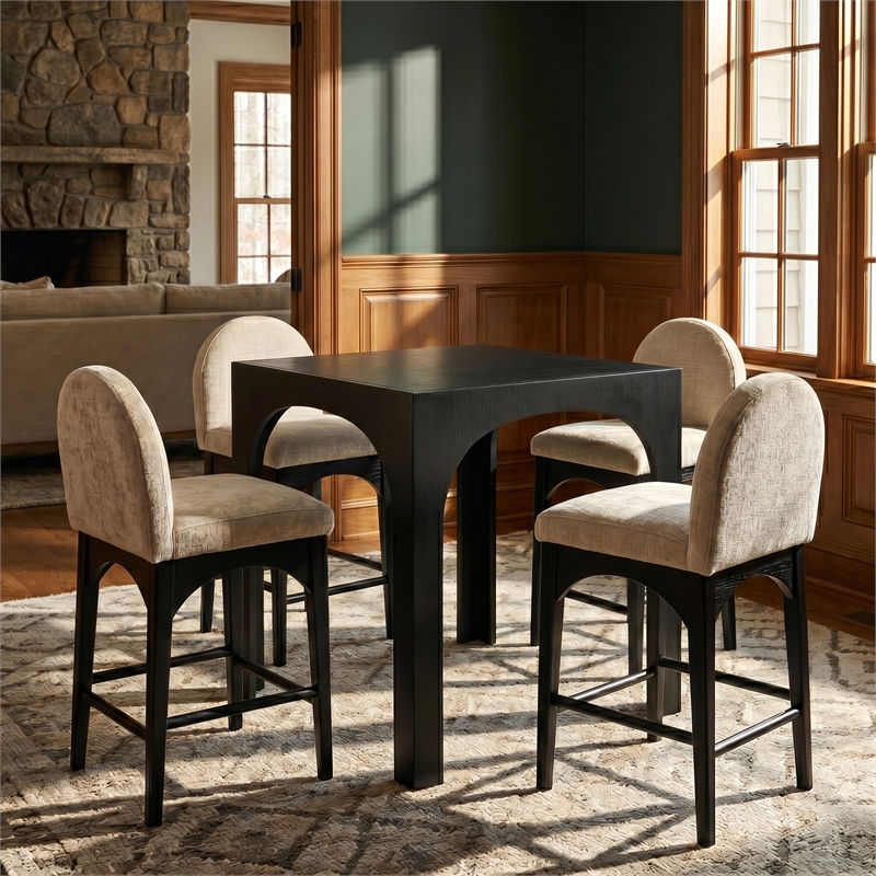 Meridian Furniture Waldorf Black Tempered Glass Top Counter Height Table