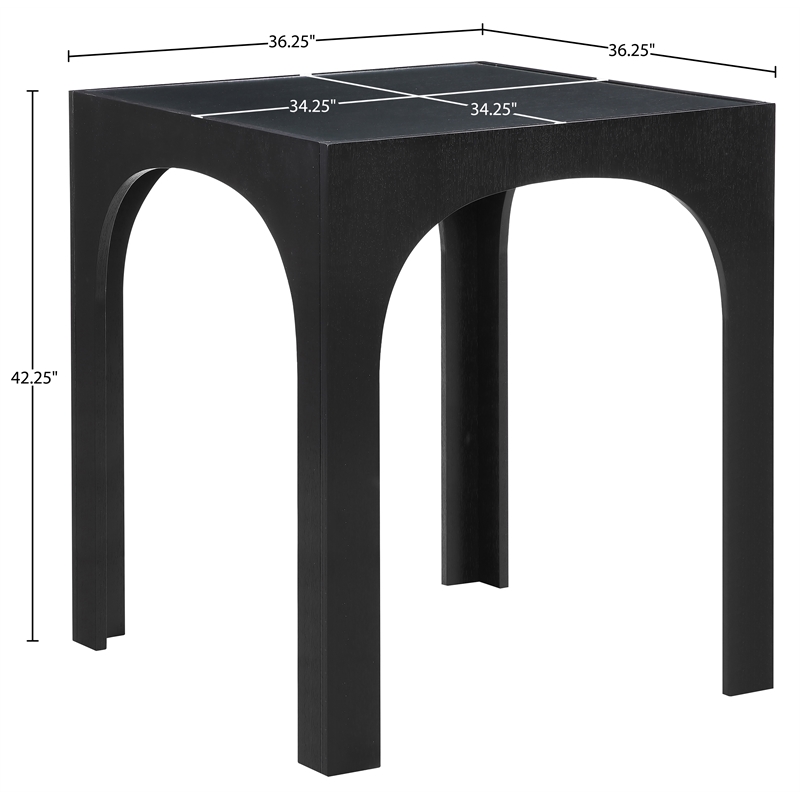 Meridian Furniture Waldorf Black Tempered Glass Top Bar Height Table