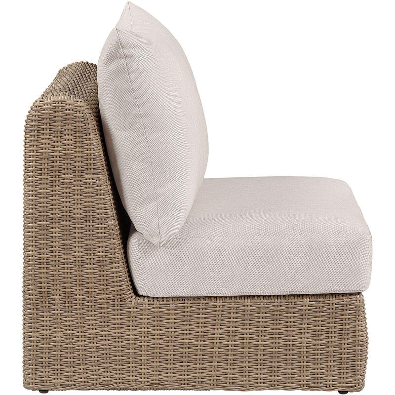 Meridian Furniture Seacrest Beige Water Resistant Fabric Patio Armless Chair