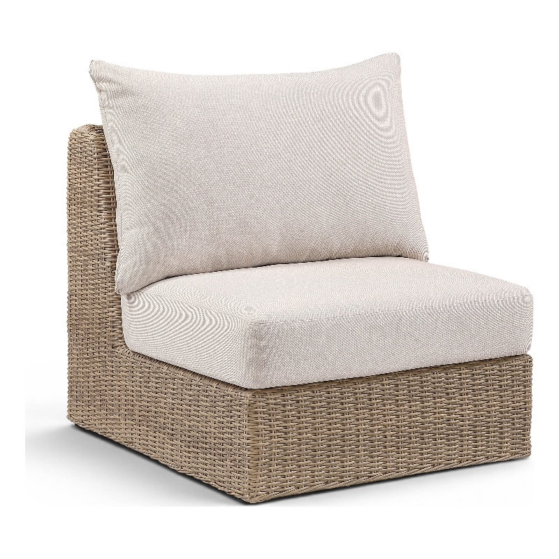 Meridian Furniture Seacrest Beige Water Resistant Fabric Patio Armless Chair