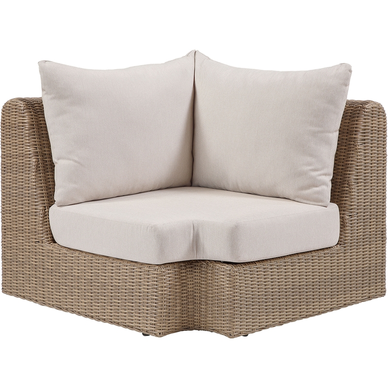 Meridian Furniture Seacrest Beige Water Resistant Fabric Patio Corner Chair