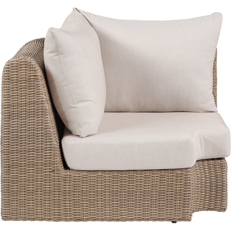 Meridian Furniture Seacrest Beige Water Resistant Fabric Patio Corner Chair
