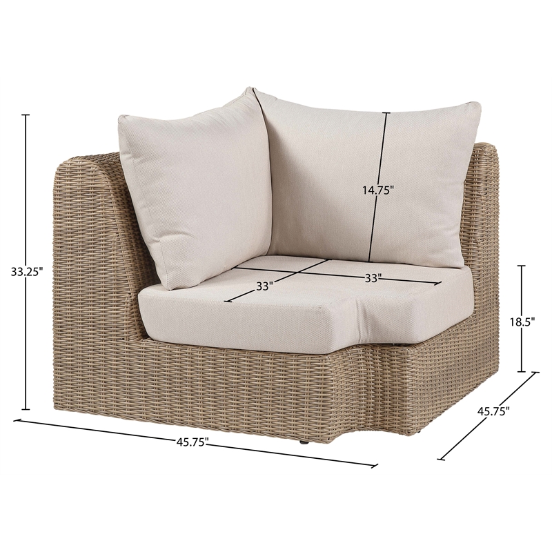 Meridian Furniture Seacrest Beige Water Resistant Fabric Patio Corner Chair
