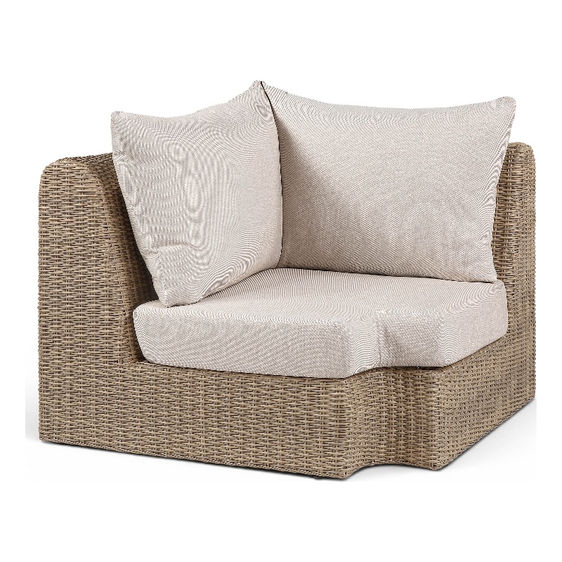 Meridian Furniture Seacrest Beige Water Resistant Fabric Patio Corner Chair