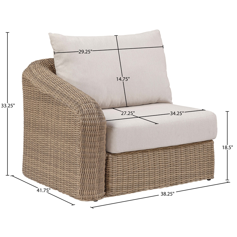 Meridian Furniture Seacrest Beige Water Resistant Fabric Patio Left Arm Chair