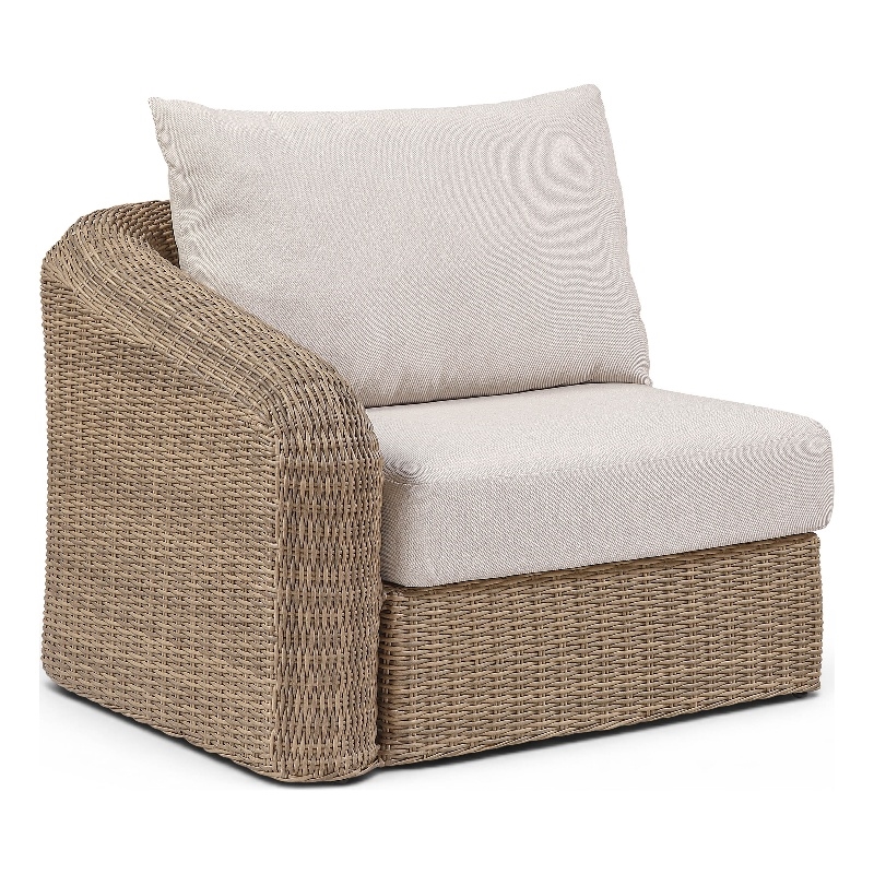 Meridian Furniture Seacrest Beige Water Resistant Fabric Patio Left Arm Chair