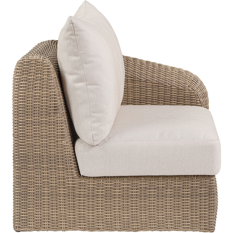 Meridian Furniture Seacrest Beige Water Resistant Fabric Patio Right Arm Chair