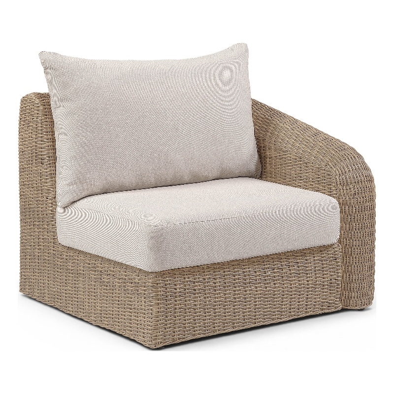 Meridian Furniture Seacrest Beige Water Resistant Fabric Patio Right Arm Chair