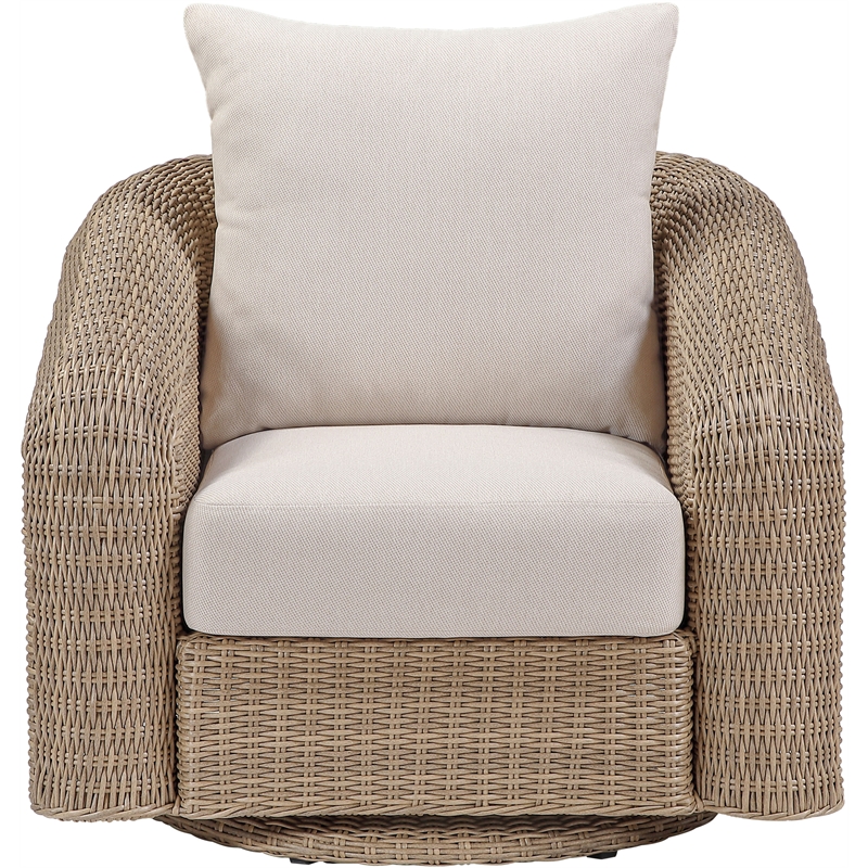 Meridian Furniture Seacrest Beige Water Resistant Fabric Patio Swivel Chair