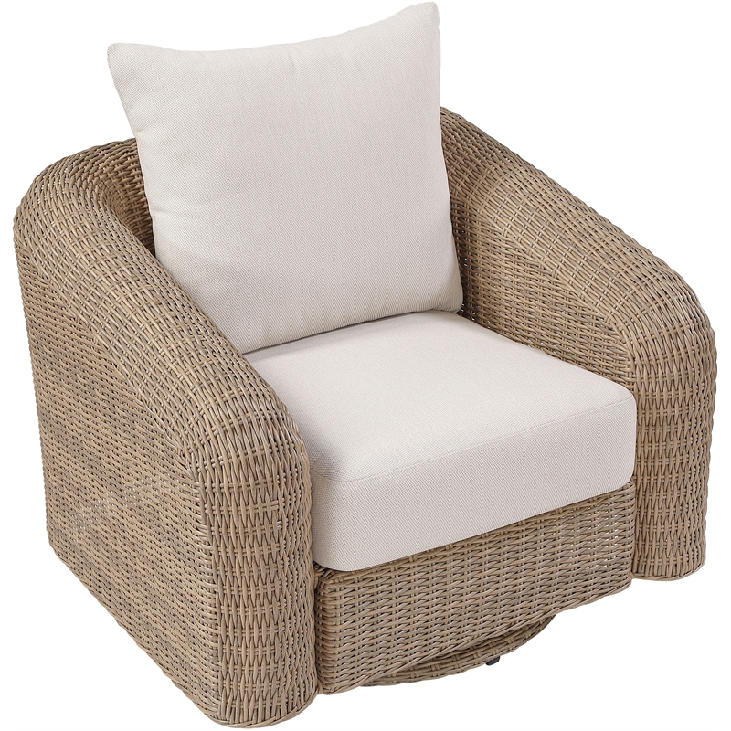 Meridian Furniture Seacrest Beige Water Resistant Fabric Patio Swivel Chair