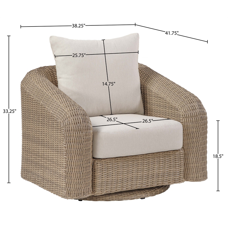 Meridian Furniture Seacrest Beige Water Resistant Fabric Patio Swivel Chair