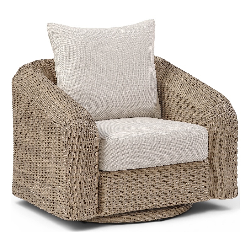 Meridian Furniture Seacrest Beige Water Resistant Fabric Patio Swivel Chair