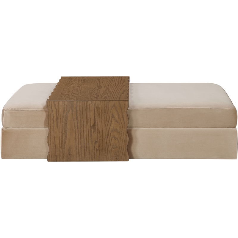 Meridian Furniture Woodra Beige Velvet Upholstered Coffee Table/Ottoman