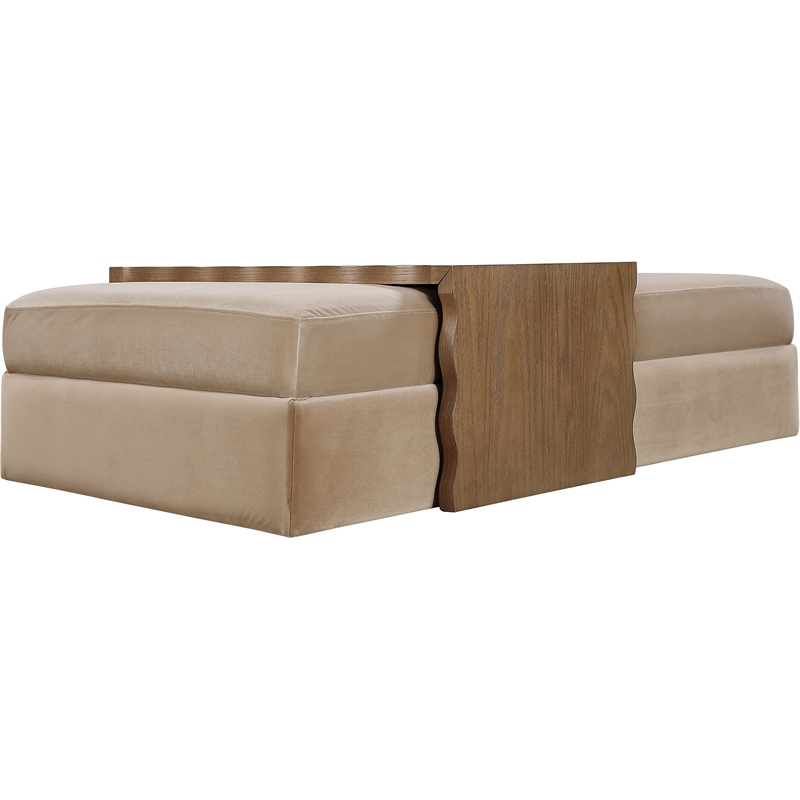 Meridian Furniture Woodra Beige Velvet Upholstered Coffee Table/Ottoman