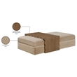 Meridian Furniture Woodra Beige Velvet Upholstered Coffee Table/Ottoman