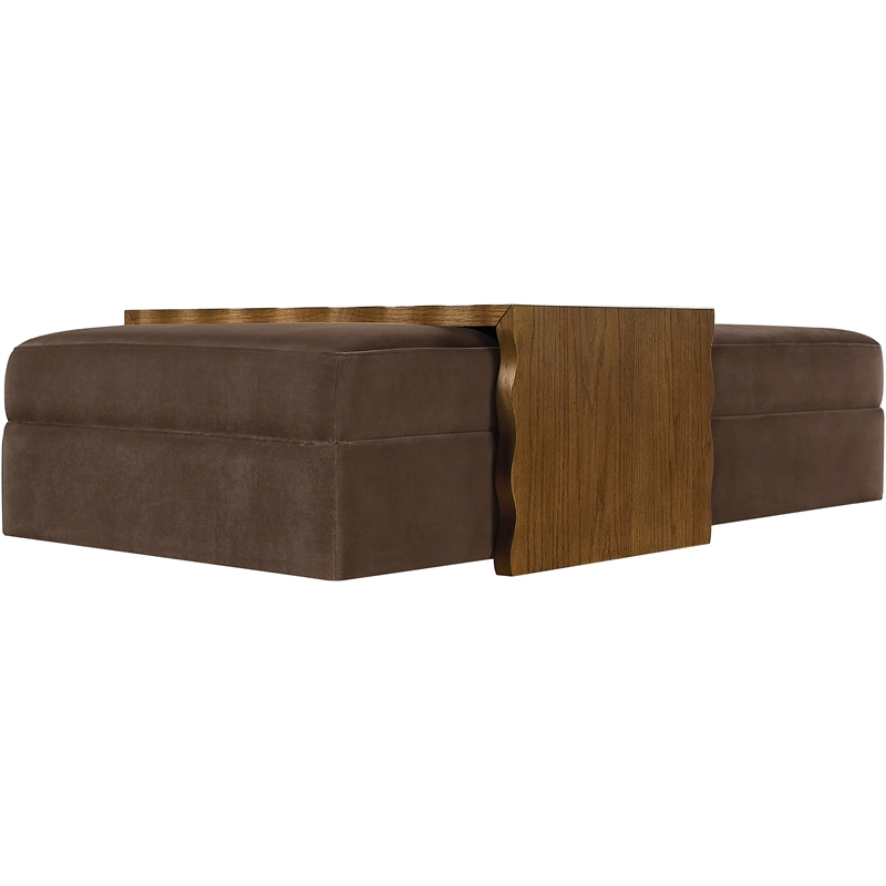 Meridian Furniture Woodra Brown Velvet Upholstered Coffee Table/Ottoman