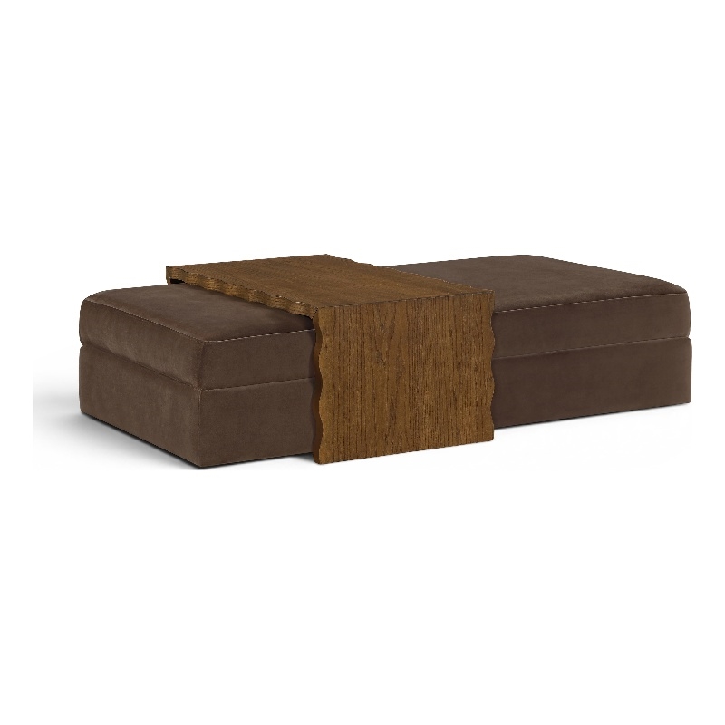 Meridian Furniture Woodra Brown Velvet Upholstered Coffee Table/Ottoman