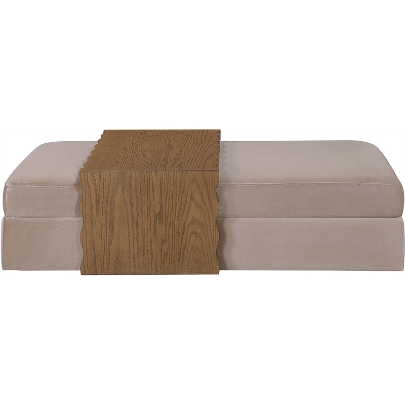 Meridian Furniture Woodra Taupe Velvet Upholstered Coffee Table/Ottoman