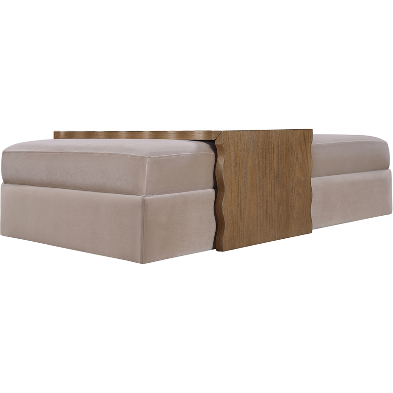Meridian Furniture Woodra Taupe Velvet Upholstered Coffee Table/Ottoman