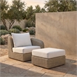 Meridian Furniture Seacrest Cream Water Resistant Fabric Patio Right Arm Chair