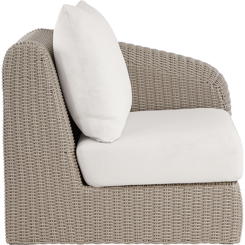 Meridian Furniture Seacrest Cream Water Resistant Fabric Patio Right Arm Chair