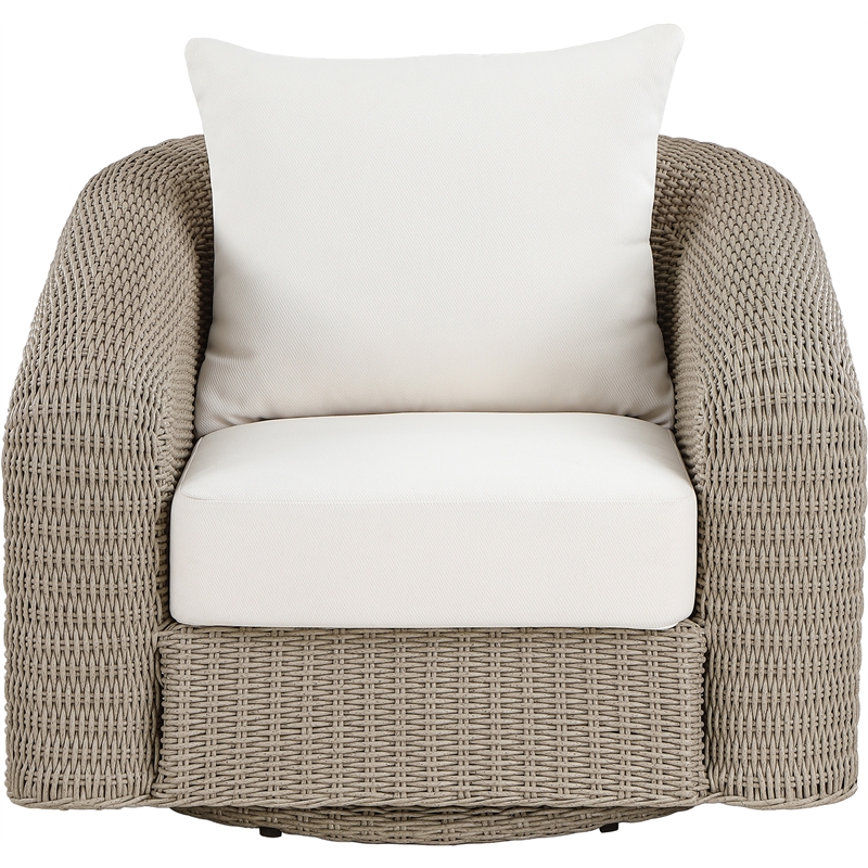 Meridian Furniture Seacrest Cream Water Resistant Fabric Patio Swivel Chair