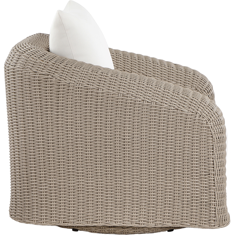 Meridian Furniture Seacrest Cream Water Resistant Fabric Patio Swivel Chair