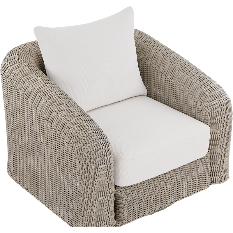 Meridian Furniture Seacrest Cream Water Resistant Fabric Patio Swivel Chair