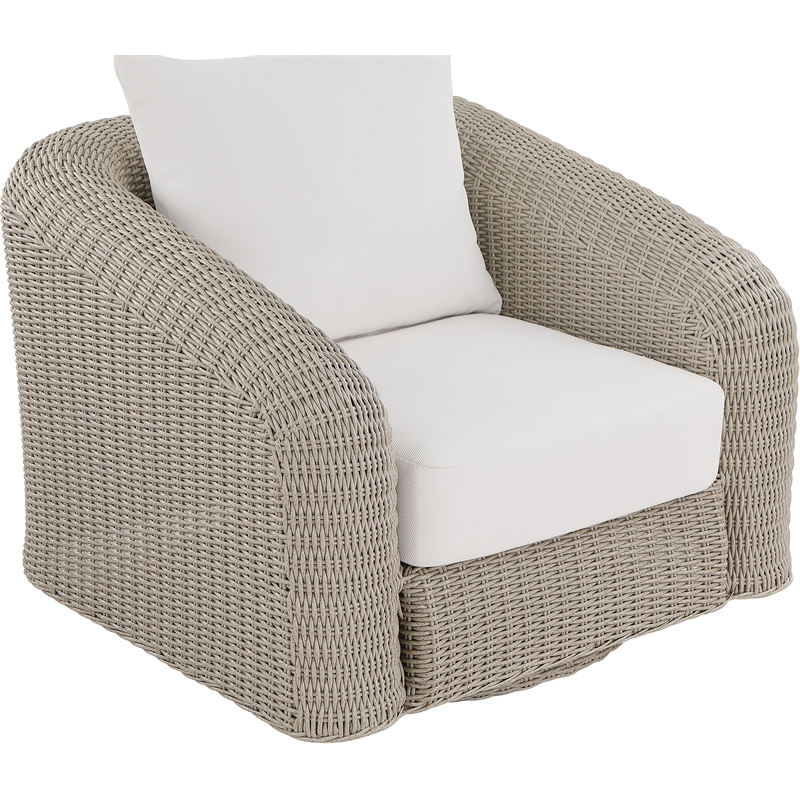 Meridian Furniture Seacrest Cream Water Resistant Fabric Patio Swivel Chair