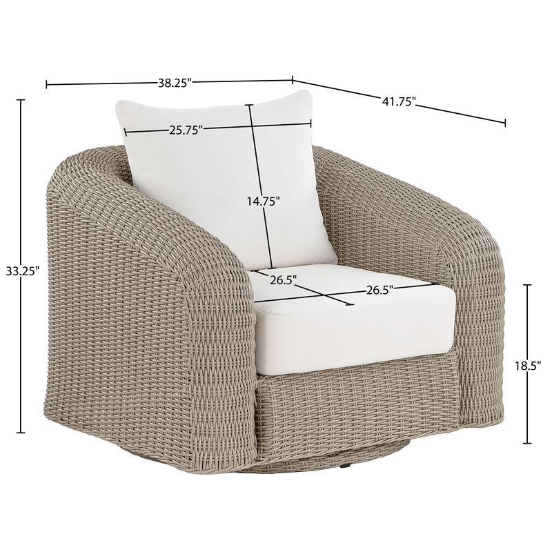 Meridian Furniture Seacrest Cream Water Resistant Fabric Patio Swivel Chair