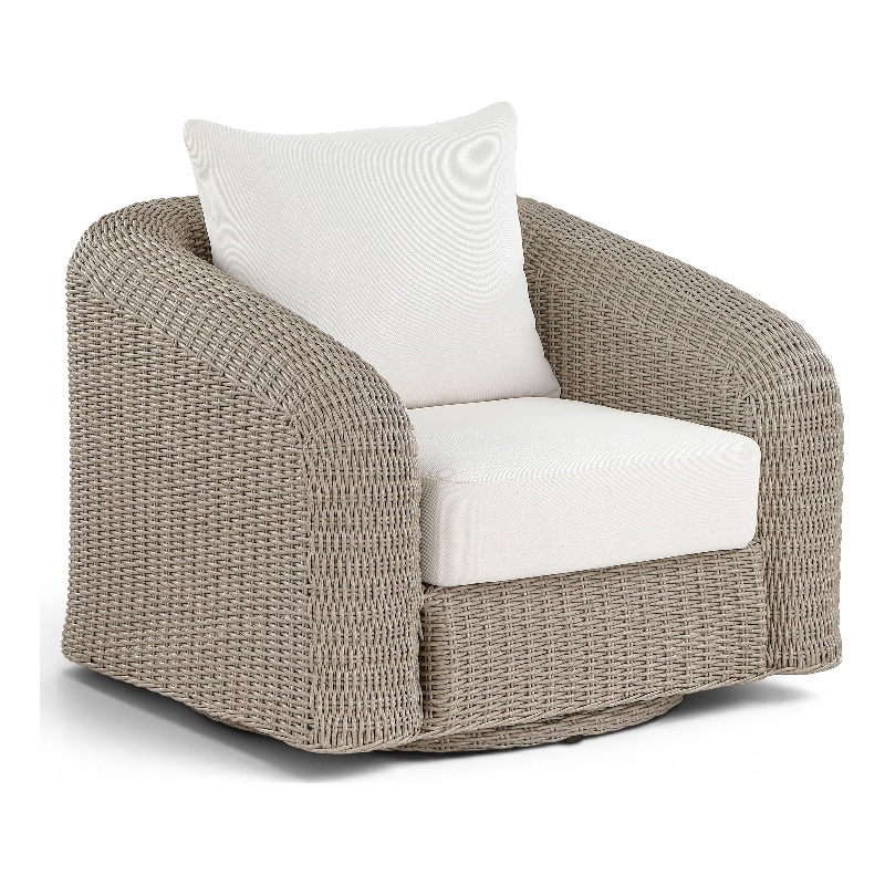 Meridian Furniture Seacrest Cream Water Resistant Fabric Patio Swivel Chair